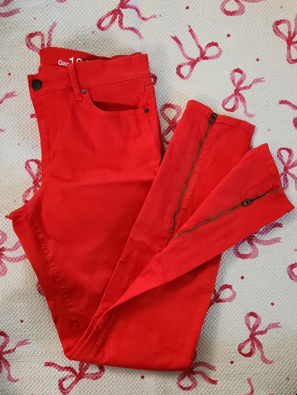 Vintage 2000s Gap 1969 Ankle Zip Legging Jeans In Red